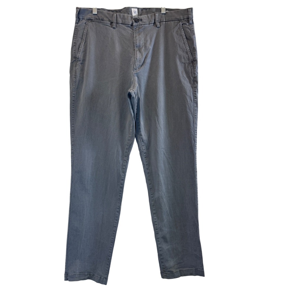 GAP Essential Khaki Gray Casual Chino Pants Mens 36x32 Office Casual Everyday